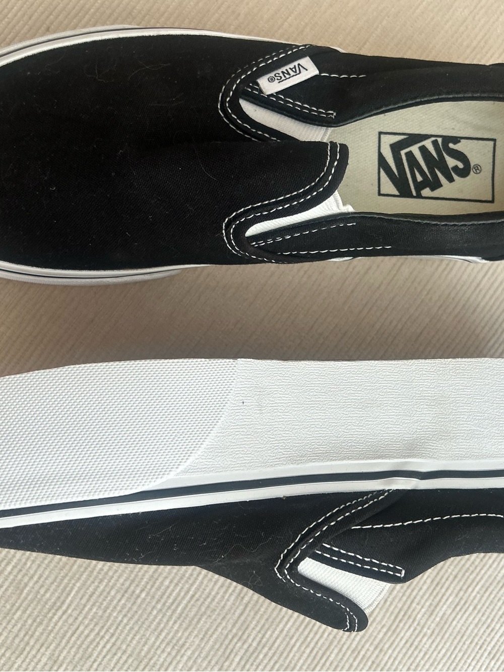 Vans Black & White Classic platform Slip-On Loafers never worn